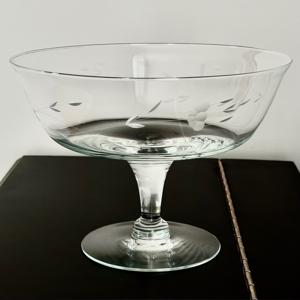 Vintage Princess House Heritage Etched Crystal Pedestal Bowl - Compote Dish #440